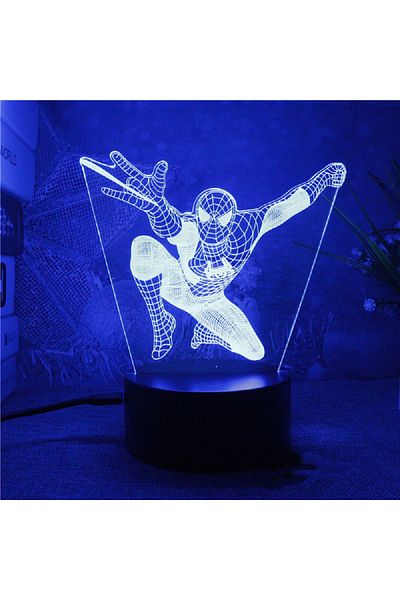 Hot Toys light green 16 color with remote Spiderman 3D Acrylic Night Light USB Stereo LED Desk Lamp Phantom L