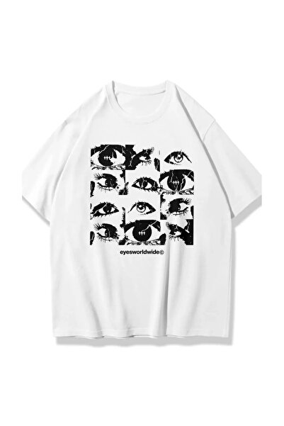 weywot Unisex White "Eyes World Wide" T-Shirt