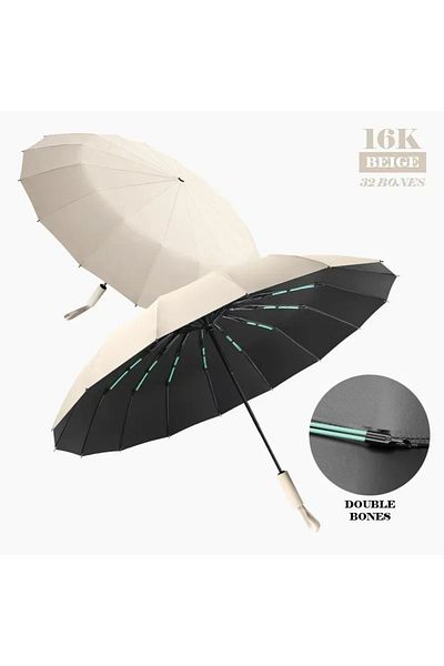 Choice Beige-32bones 16K Double Bones Large Umbrella for Men Women Windproof Umbrellas Automatic Folding St