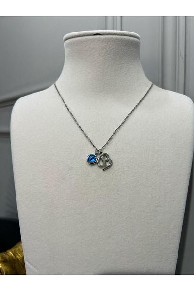 Store B Letter Necklace - Evil Eye Beaded Lettered Steel Chain
