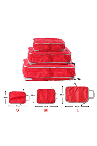 Choice مكعبات تعبئة قابلة للطي وقابلة للضغط باللون الأحمر، حقيبة تخزين سفر مق...