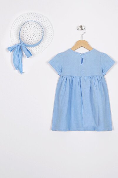 zepkids Κοριτσίστικο φόρεμα με κοντό μανίκι με λαιμόκοψη σε μπλε χρώμα
