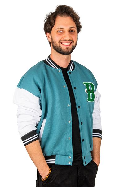 Rizz up Men's Turquoise Three Thread Sleeve Coat 2304762   Detailed Embroidery and Snap Fastener