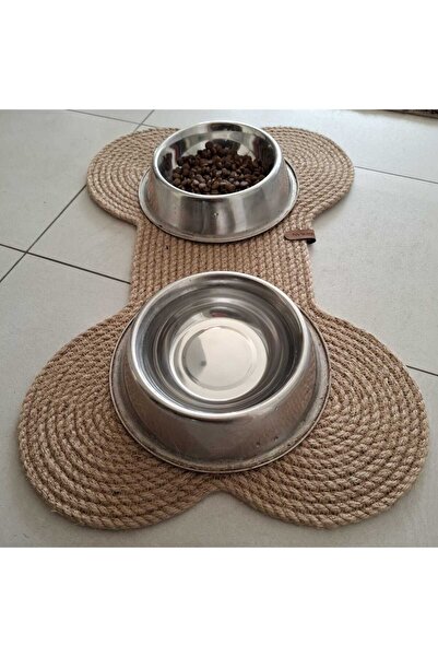 Evcil Hayvan Mama Paspası, %100 El Yapımı Kedi Köpek Mama Altlığı, Hasır