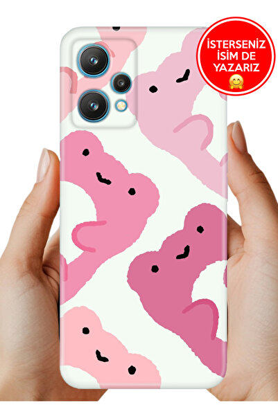 realme 9 Pro Kılıf Desenli Rubber Kamera Korumalı Silikon Pink Frogs