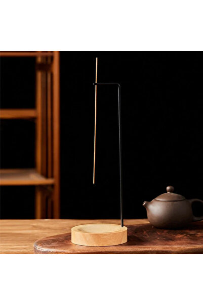 Choice حامل عود البخور الإبداعي على شكل حرف L مع صينية بخور دائرية خشبية مزخرفة