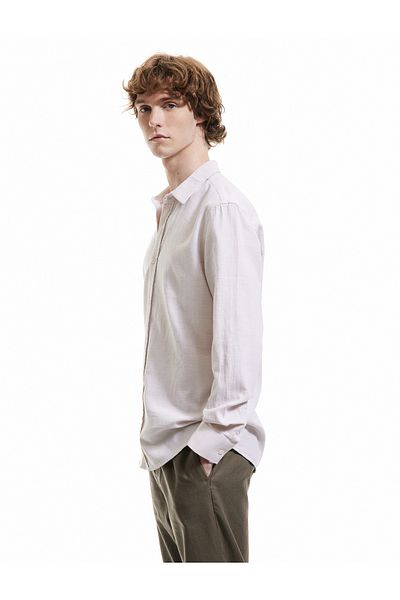 Koton Cotton Buttoned Regular Fit Dobby Long Sleeve Shirt