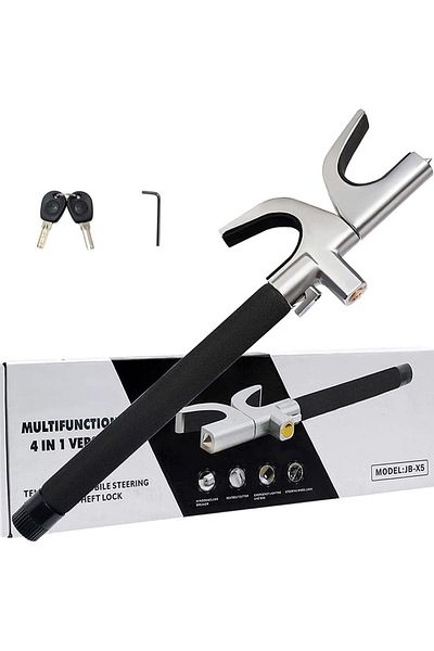 DUTRIEUX Car Lock 1 PCS 4in1 Car Steering Wheel Lock, Wheel Lock, Vehicle Anti-Theft Lock Adjustable Length C