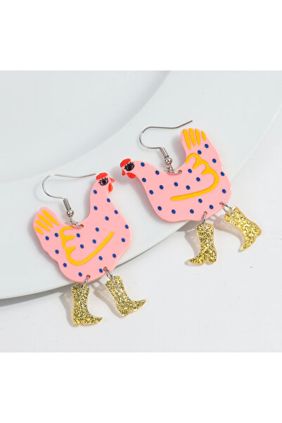 Choice Pink Funny Acrylic High Heels Hen Dots Pendant Earrings for Women Cart...