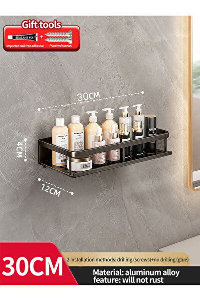 Choice رف حمام أسود 30 سم-A رف حمام مساحة مرحاض رف معلق من الألومنيوم منظم حم...