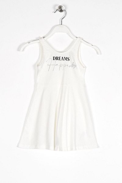 zepkids Στρογγυλή λαιμόκοψη Zero Sleeve Dream Printed - Λευκό Χρώμα Κοριτσίστικο Φόρεμα