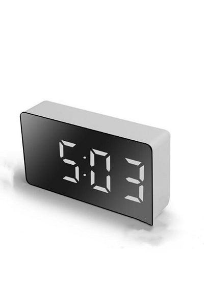 Choice WHITE 7*4cm Digital Alarm Clock TEMP Date 3 Alarms Power-off Memory Table Clock USB Powered Always O