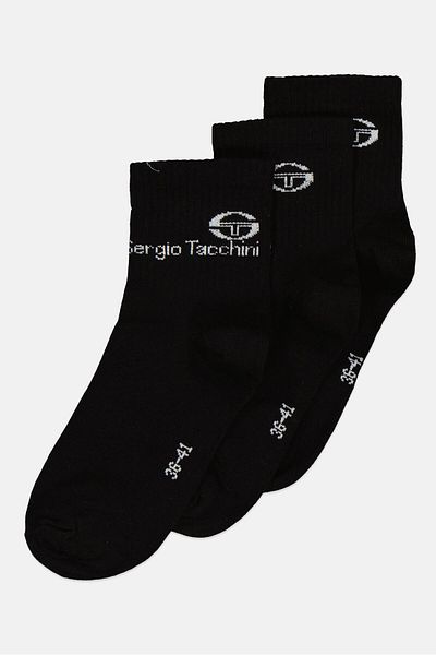 Sergio Tacchini Women 3 Paires Brand Logo Crew Socks, Black