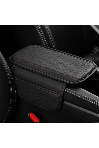 Choice Red 1Pc Leather Car Armrest Box Pad Center Console Arm Rest Protector Cover with Storage Pocket Elbo