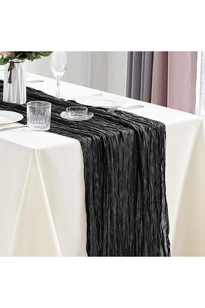 Choice Black 10Pcs Cheesecloth Table Runner Boho Gauze Table Runner 40x270cm Romantic Table Runner for Wedd