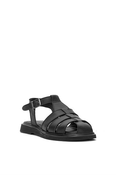 Ayakkabı Fuarı Sandale plate de damă din piele naturală - negru - Elite BRK600C
