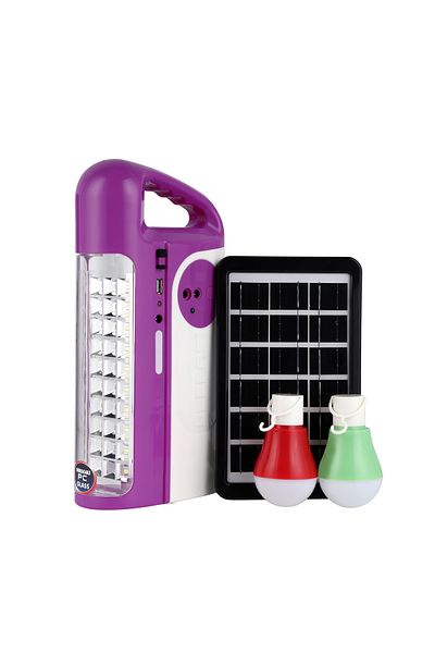 Geepas Rechargeable LED Lantern with LED Bulb and Solar Panel | USB Mobile Charging|100 Hours Working