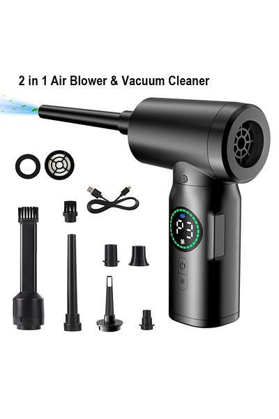 Choice black Portable Compressed Air Duster 2 in 1 Air Blower & Vacuum Cleaner Cordless 3 Speed Air Blower