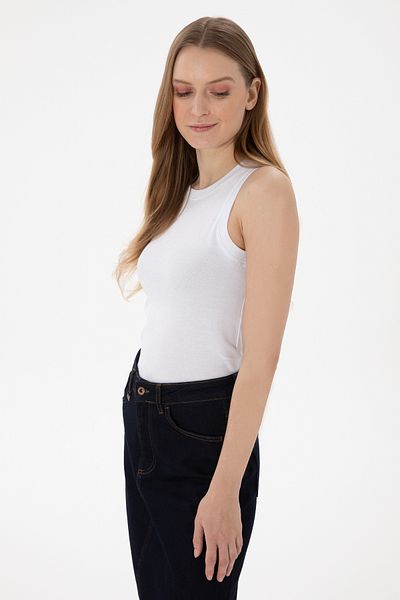 U.S. Polo Assn. Tricou de bază alb fără mâneci pentru femei 50300904 -vr013