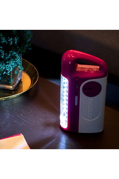 Geepas Rechargeable LED Lantern with LED Bulb and Solar Panel | USB Mobile Charging|100 Hours Working