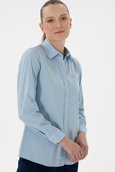 U.S. Polo Assn. Γυναικείο μπλουζάκι με μακρυμάνικο μπλε βασικό 50298112-VR003