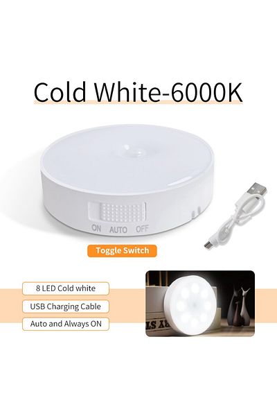 MeeToo With Switch White Rechargeable LED Under Cabinet Lights Motion Sensor Night Light Smart Lamp Stairs
