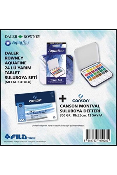Daler Rowney 24lü Suluboya Metal Kutu Canson Montval Suluboya Defteri 300 gr ...