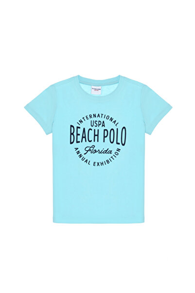 U.S. Polo Assn. تي شيرت للأولاد برقبة دائرية من Aqua 50307129-VR007