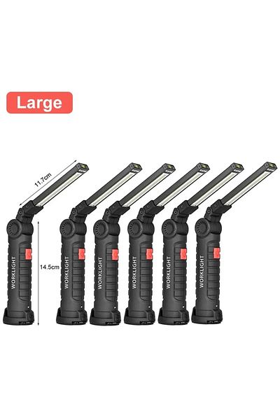 XIWANGFIRE 6PCS large Led Work Light Magnetic Base Hook Rechargeable 360°Rotating Portable Handheld Flashlight