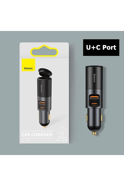 Baseus USB Type C Baseus 120W Car Splitter QC4.0 3.0 PD PPS Cigarette Lighter Socket Dual USB Type C Fast C