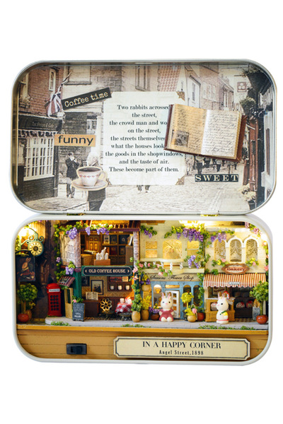 Choice Q-4005 صندوق مسرح خشبي صغير لبيت الدمية صندوق لطيف ثلاثي الأبعاد تجميع...