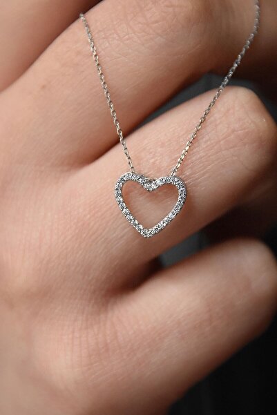 Papatya Silver 925 Ayar Gümüş Rodyum Kaplama Montür Kalp Kolye