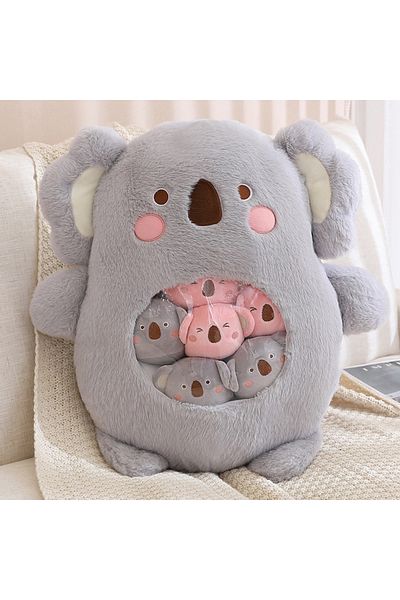 Choice Light Grey 6Pcs Small Toys Inside Cute Panda Koala Rabbit Dinosaur Cartoon Animals Plush Pillow Soft