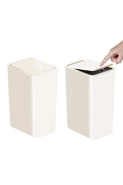 Choice 10l 2 Pack White Bathroom Trash Can-10l Small Garbage Can With Press Top Lid For Toilet,bedroom,livi