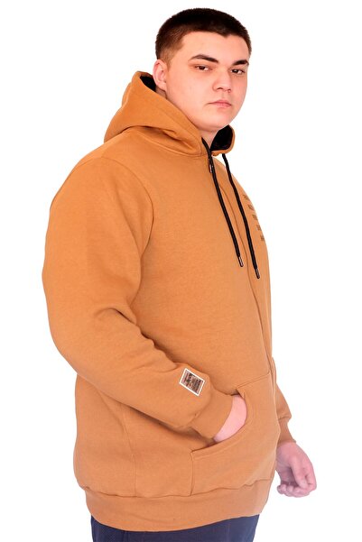 ModeXL Мъжка суитшърт с качулка Mode XL с цип и 3 връзки BRONX U24560 Камел