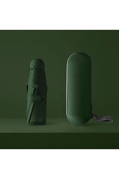 Choice 1pc Dark Green 1pc Travel Umbrella With 6 Rib Reinforced Auto Open Close Compact Lightweight Automat