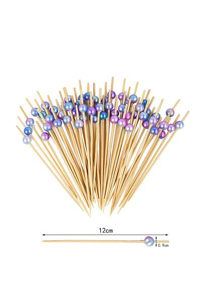 Choice C05 100pcs Disposable Bamboo Skewer Hawaiian Flamingo Pearl Cocktail Picks Buffet Food Fruit Forks F