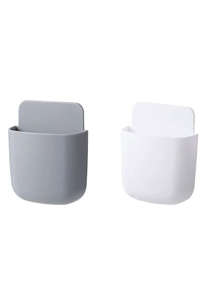 Choice 1PCS white 1PCS gray 2PCS Wall Mounted Storage Box Household Living Room Conditioner Remote Control