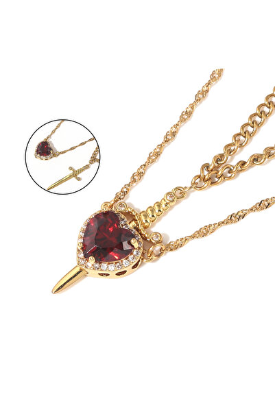 Choice N01125-03 قلادة زوجين من سنو وايت والصياد على شكل قلب وسيف للنساء