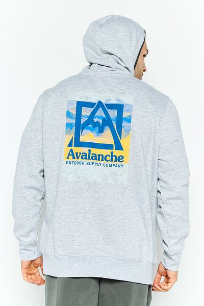 Avalanche Men Sportswear Fit Graphic Print Long Sleeves Outdoor Sweatshirt, Grey