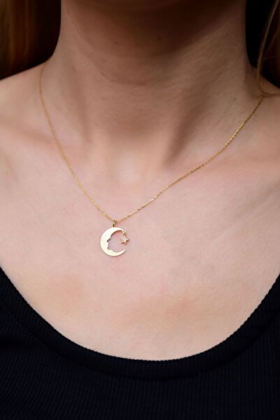 Papatya Silver 925 Ayar Gümüş Gold Kaplama Atatürk Silüet Kolye