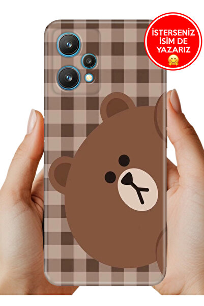 realme 9 Pro Kılıf Desenli Baskılı Kamera Korumalı Silikon Ekose Bear