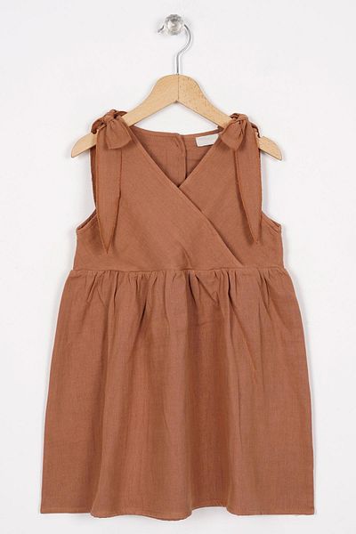 zepkids Girl - Brown Dress with Bow Detail on the Shoulder