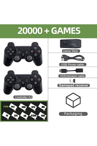VILCORN 64g Video Game Console TV HD Game Stick 64GB 20000 Retro Games For PS1/GBA/MAME/SEGA Everdrive Save/