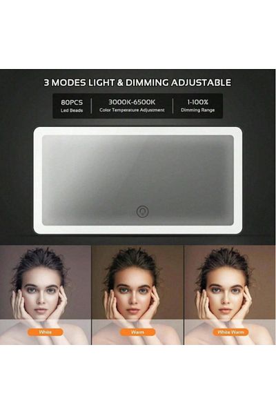 Choice WHITE HD Mirror Car LEDMakeup Mirror Three Gear Adjustment Sun Visor Plate Interior RearMirror Dimma