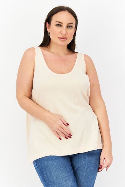Anne Klein Women Scoop Neck Sleeveless Plain Tank Top, Peach