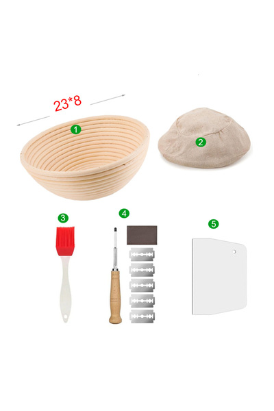 Choice مع بطانة 23 × 8 - 5 قطع سلة خبز من الخيزران سلة خبز بيضاوية من الخيزرا...