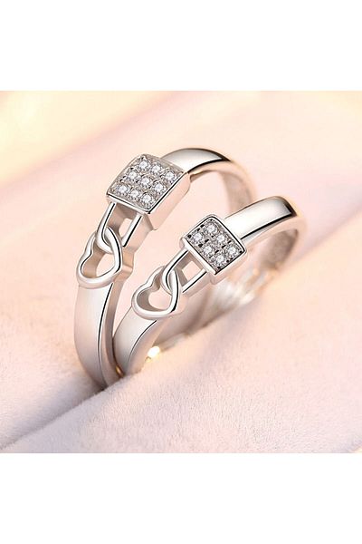 Choice خواتم زوجية فاخرة من الزركون قابلة للتغيير الحجم RI23Y0311 للنساء والرجال بتصميم تاج رائع على شكل زهرة وعد