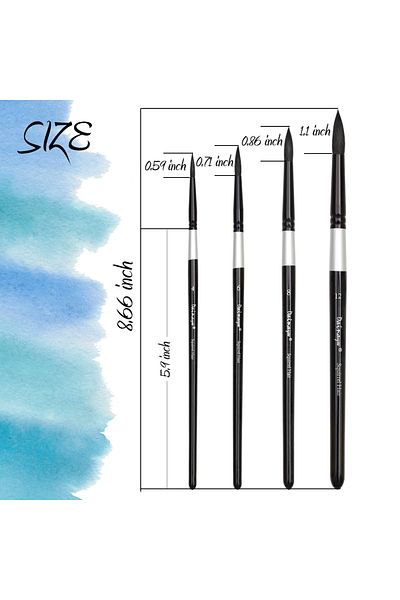 dainayw 4pcs bursh set Professional 4Pcs Black Handle Round Brushes set Squirrel Hair Art Painting Brushes f