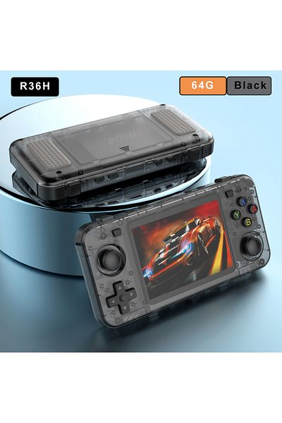 BOYHOM وحدة تحكم ألعاب الفيديو R36H باللون الأسود 64 جيجابايت من BOYHOM باللون الأخضر R36H شاشة IPS مقاس 3.5 بوصة RK3326 3000 مللي أمبير في الساعة Open Linu